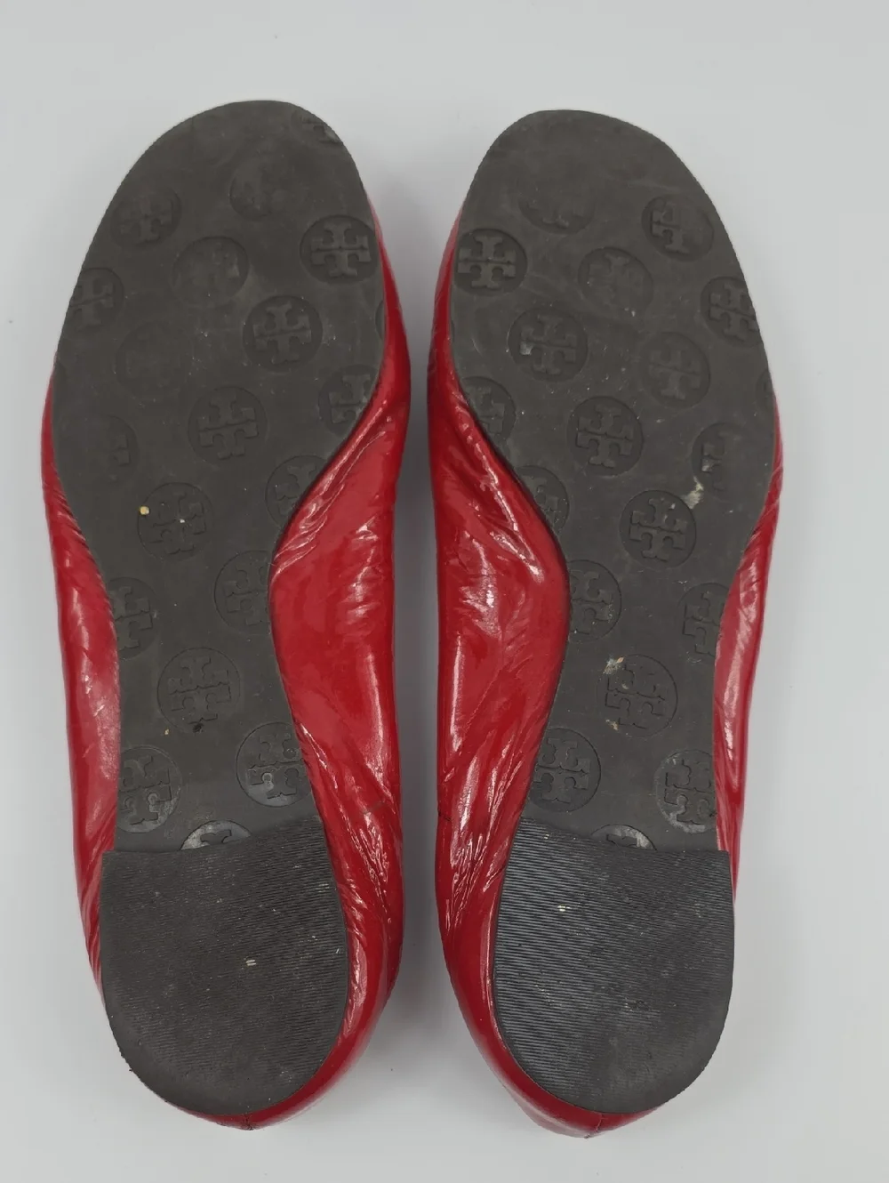 Tory Burch Reva Red Patent Leather Women's Flat Shoes‎ Size 8.5